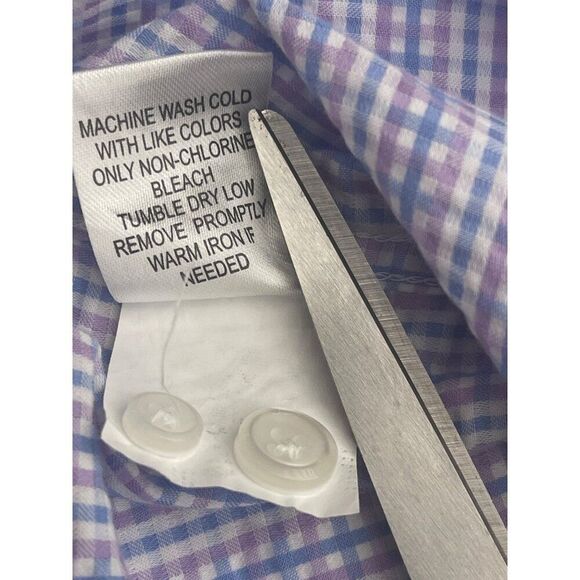 Johnson & Murphy Men Textured Checkered Long Sleeve Button Down Shirt Size L - Picture 11 of 11